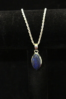  Silver Rope Chain with Large Blue Pendant