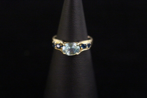  Gold 14kt 3.06g Yellow Blue Stone Ring