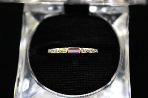  Petite Silver Band with Pink Stone