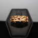 14kt Yellow Gold Nugget Style Red Stone Band