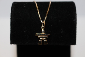  10kt Gold Necklace with Gold Inukshuk Pendant