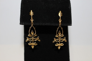  Custom 14kt Gold Dangling Leaf Earrings