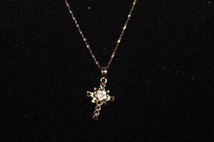  10kt Yellow Gold Necklace with Two-Tone Cross Pendant
