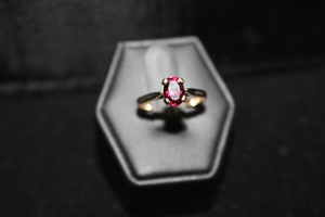  14kt Yellow Gold Ring with Pink Oval Stone