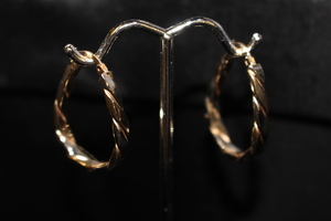 8kt Two tone Twisted Hoops